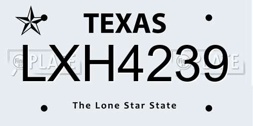 LXH4239 Texas License Plate