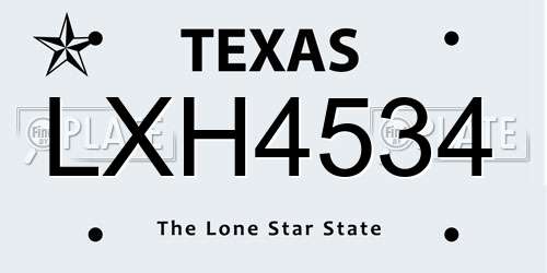 LXH4534 Texas License Plate