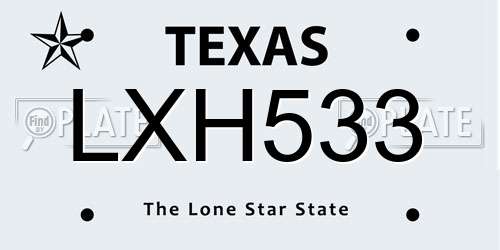 LXH533 Texas License Plate