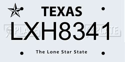 LXH8341 Texas License Plate