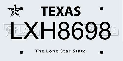 LXH8698 Texas License Plate