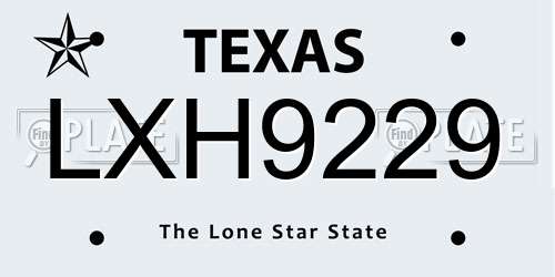 LXH9229 Texas License Plate