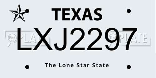 LXJ2297 Texas License Plate