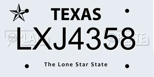 LXJ4358 Texas License Plate