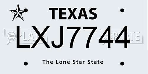 LXJ7744 Texas License Plate