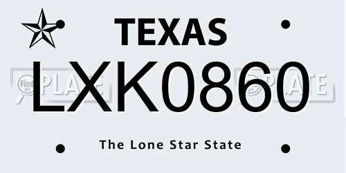 LXK0860 Texas License Plate