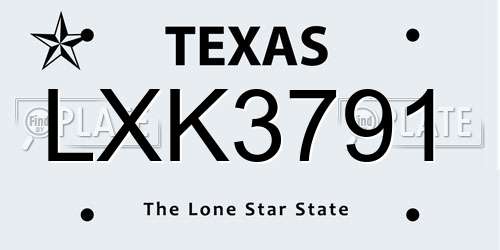 LXK3791 Texas License Plate