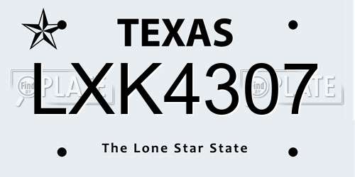 LXK4307 Texas License Plate