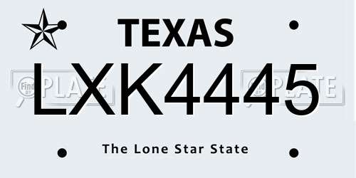 LXK4445 Texas License Plate