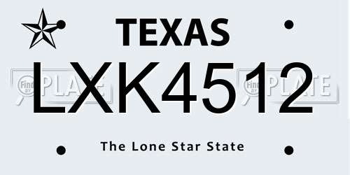 LXK4512 Texas License Plate