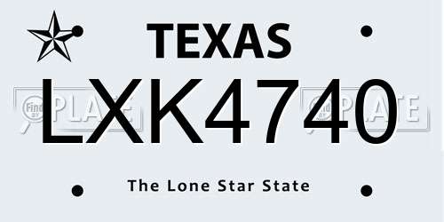 LXK4740 Texas License Plate
