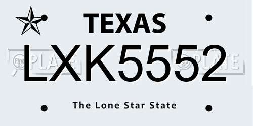 LXK5552 Texas License Plate