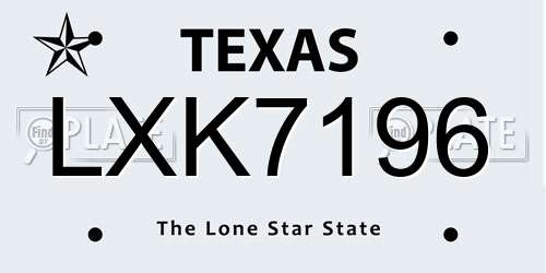 LXK7196 Texas License Plate
