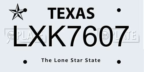 LXK7607 Texas License Plate