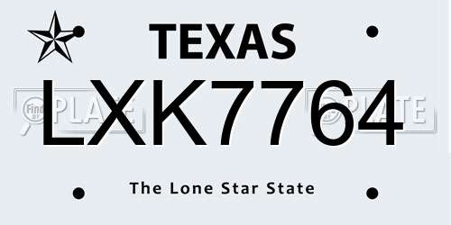 LXK7764 Texas License Plate