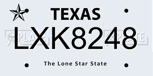 LXK8248 Texas License Plate