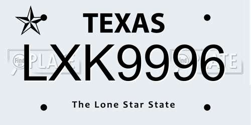 LXK9996 Texas License Plate