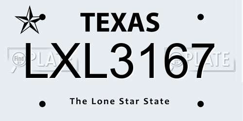 LXL3167 Texas License Plate