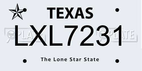 LXL7231 Texas License Plate