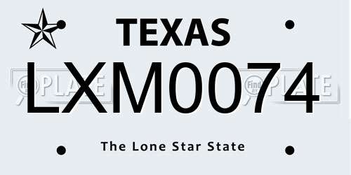LXM0074 Texas License Plate