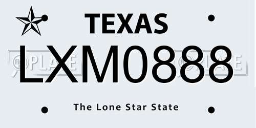 LXM0888 Texas License Plate