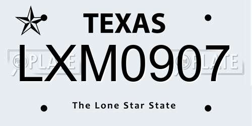 LXM0907 Texas License Plate