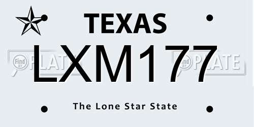 LXM177 Texas License Plate