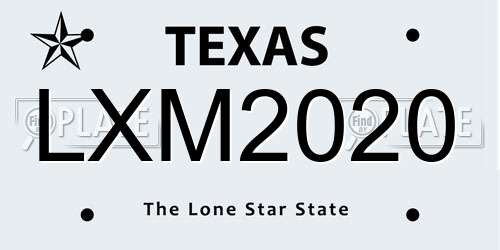 LXM2020 Texas License Plate