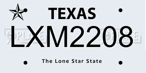 LXM2208 Texas License Plate