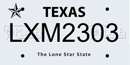 LXM2303 Texas License Plate