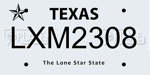LXM2308 Texas License Plate