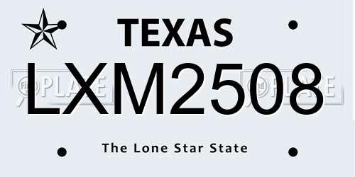 LXM2508 Texas License Plate