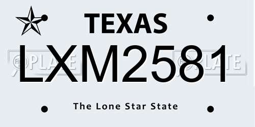 LXM2581 Texas License Plate