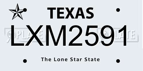 LXM2591 Texas License Plate