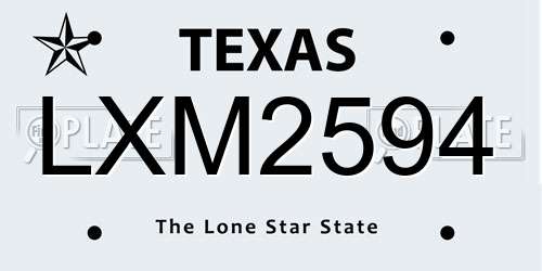 LXM2594 Texas License Plate