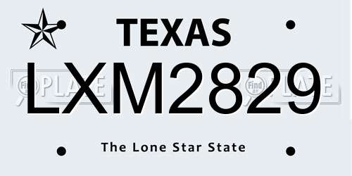 LXM2829 Texas License Plate