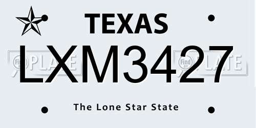 LXM3427 Texas License Plate