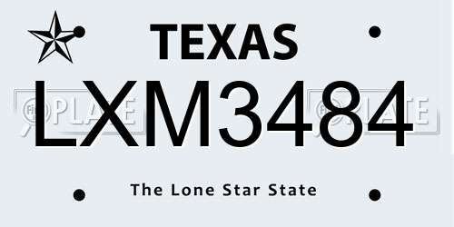 LXM3484 Texas License Plate