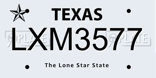LXM3577 Texas License Plate