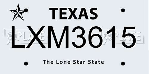 LXM3615 Texas License Plate
