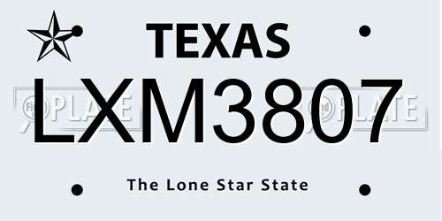 LXM3807 Texas License Plate