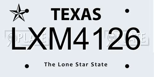 LXM4126 Texas License Plate