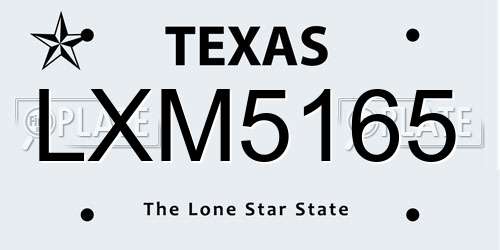 LXM5165 Texas License Plate