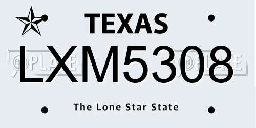 LXM5308 Texas License Plate