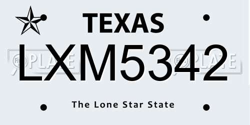 LXM5342 Texas License Plate