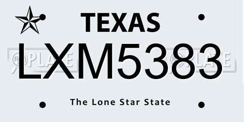 LXM5383 Texas License Plate