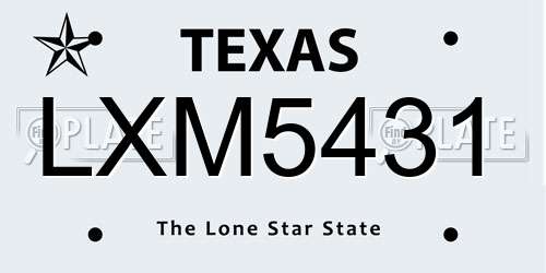 LXM5431 Texas License Plate