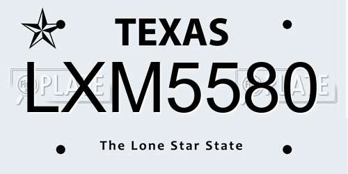 LXM5580 Texas License Plate