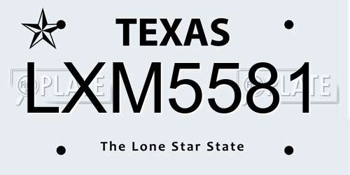 LXM5581 Texas License Plate