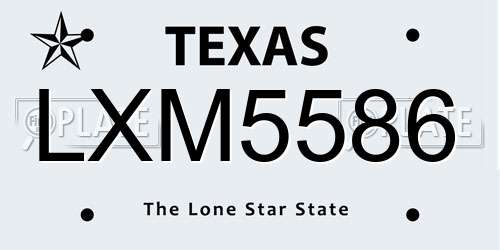 LXM5586 Texas License Plate